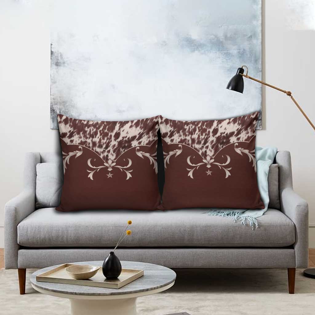 Cowboys Wild West Pillow Cover Dark Brown Cow Prints - Wonder Print Shop