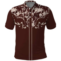 Cowboys Wild West Polo Shirt Dark Brown Cow Prints - Wonder Print Shop