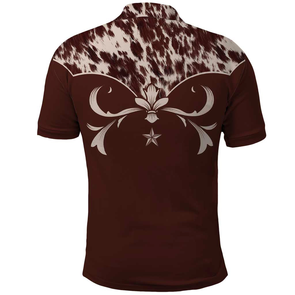 Cowboys Wild West Polo Shirt Dark Brown Cow Prints - Wonder Print Shop