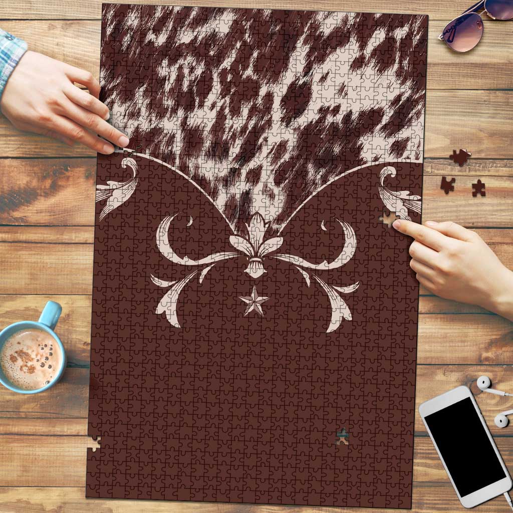 Cowboys Wild West Puzzle Dark Brown Cow Prints - Wonder Print Shop