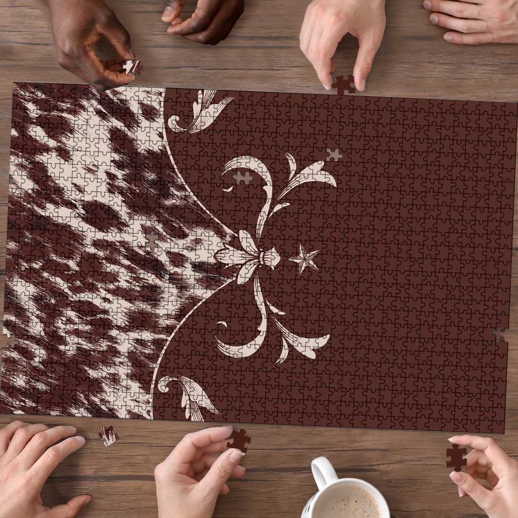 Cowboys Wild West Puzzle Dark Brown Cow Prints - Wonder Print Shop