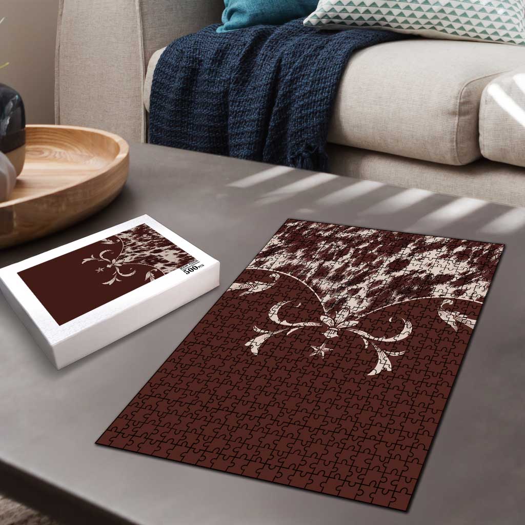 Cowboys Wild West Puzzle Dark Brown Cow Prints - Wonder Print Shop