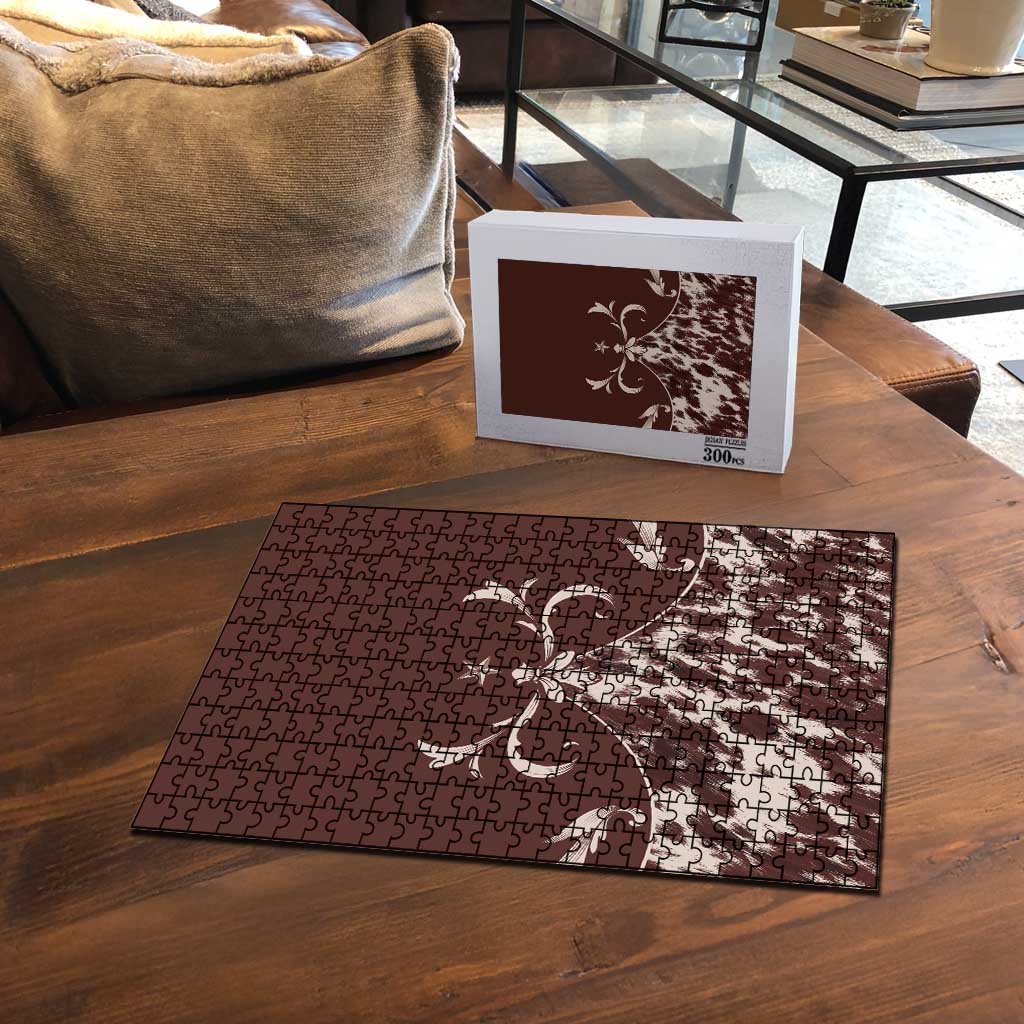 Cowboys Wild West Puzzle Dark Brown Cow Prints - Wonder Print Shop