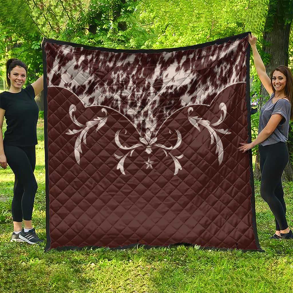 Cowboys Wild West Quilt Dark Brown Cow Prints - Wonder Print Shop