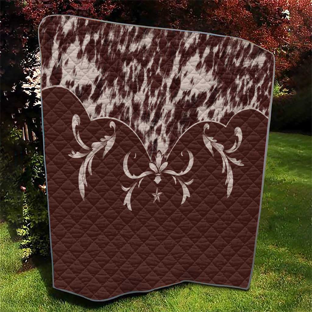 Cowboys Wild West Quilt Dark Brown Cow Prints - Wonder Print Shop