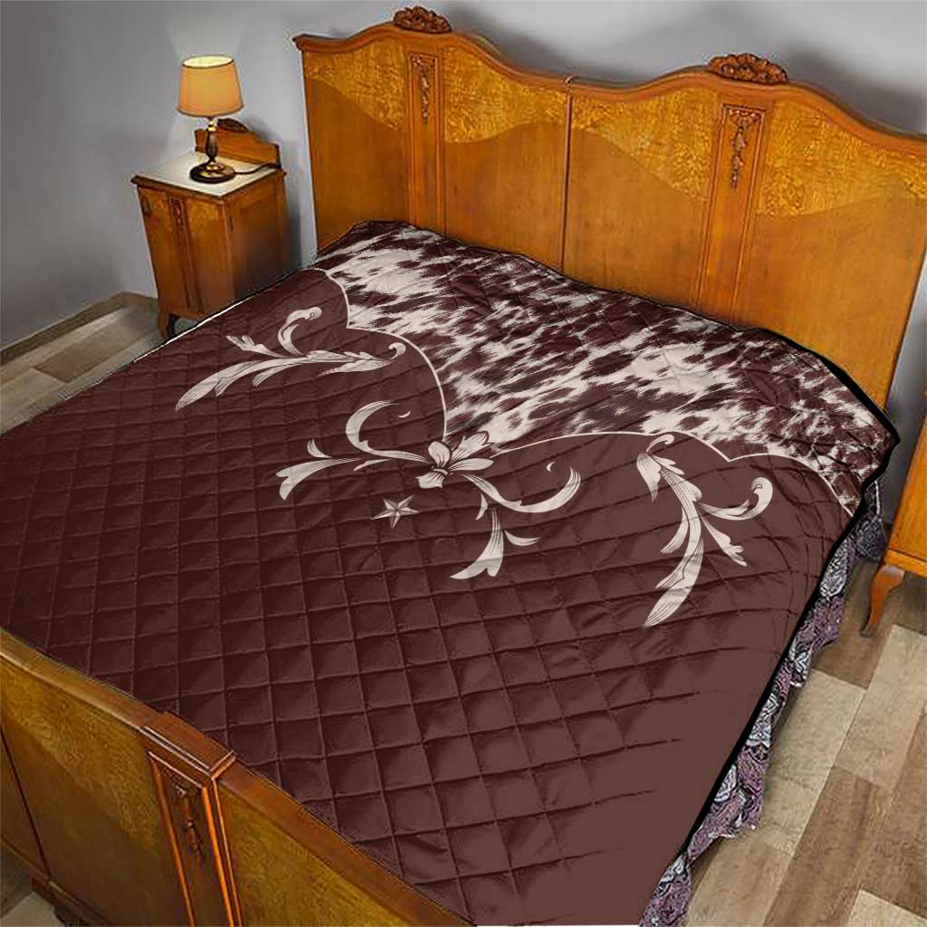 Cowboys Wild West Quilt Dark Brown Cow Prints - Wonder Print Shop