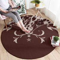 Cowboys Wild West Round Carpet Dark Brown Cow Prints - Wonder Print Shop