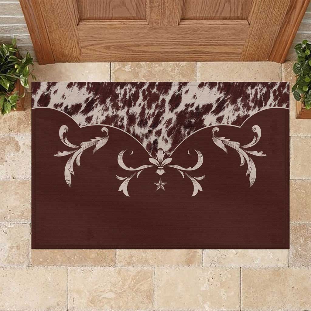 Cowboys Wild West Rubber Doormat Dark Brown Cow Prints - Wonder Print Shop