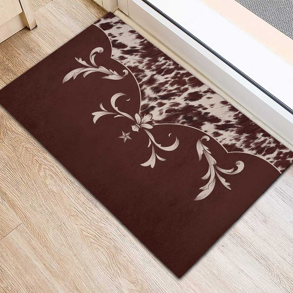 Cowboys Wild West Rubber Doormat Dark Brown Cow Prints - Wonder Print Shop