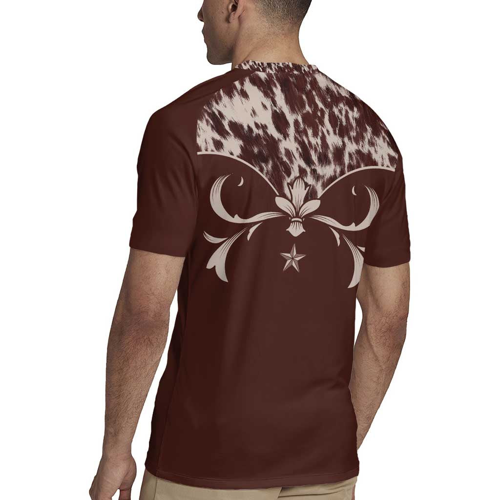 Cowboys Wild West Rugby Jersey Dark Brown Cow Prints - Wonder Print Shop