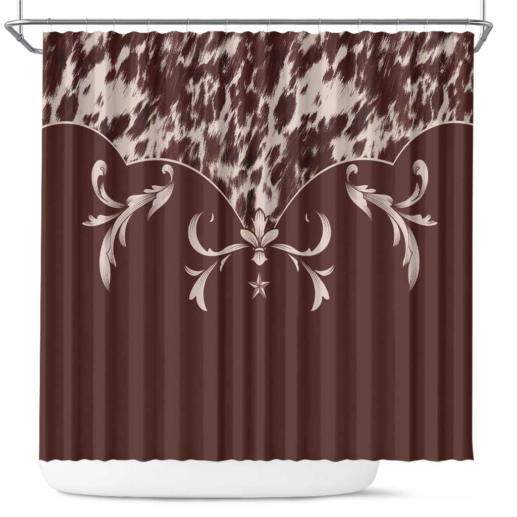 Cowboys Wild West Shower Curtain Dark Brown Cow Prints - Wonder Print Shop