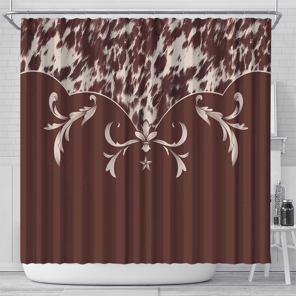 Cowboys Wild West Shower Curtain Dark Brown Cow Prints - Wonder Print Shop