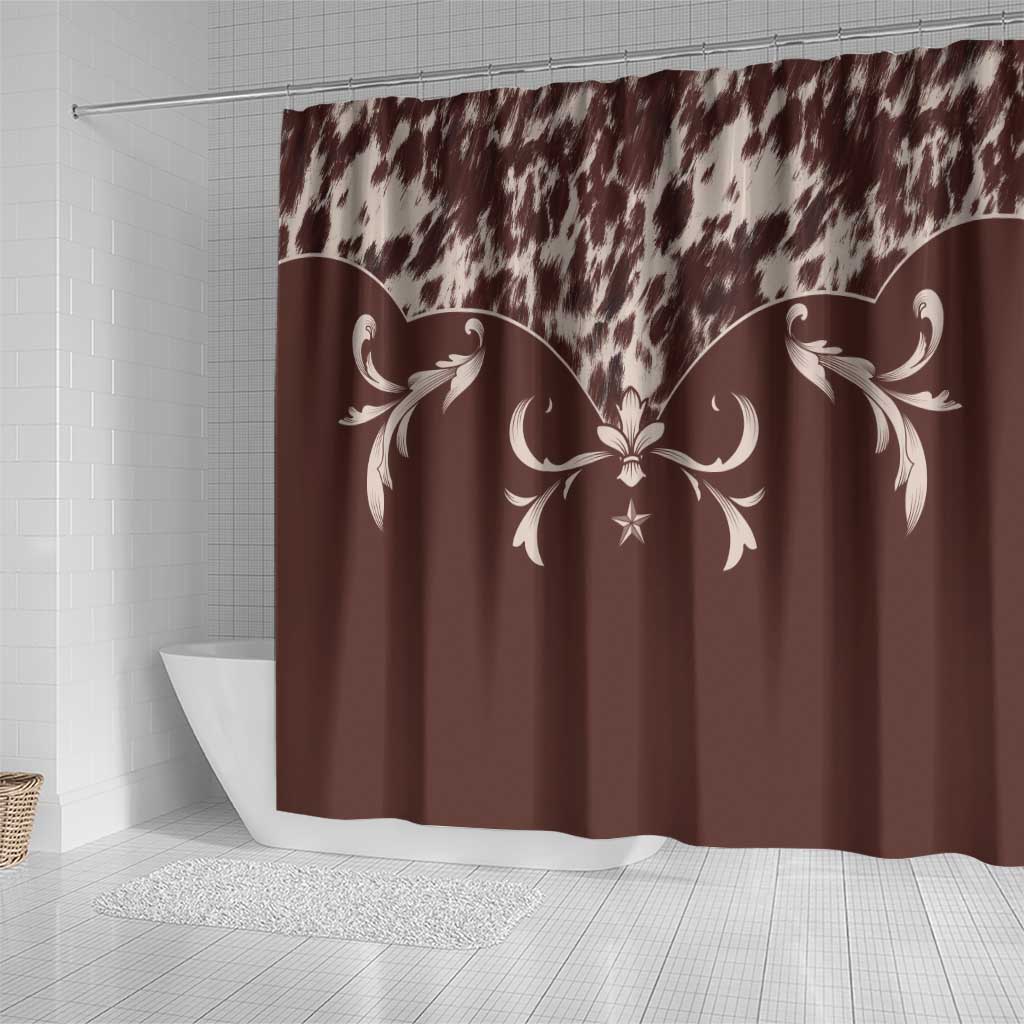 Cowboys Wild West Shower Curtain Dark Brown Cow Prints - Wonder Print Shop
