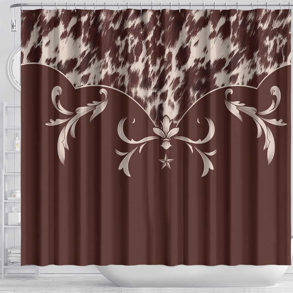 Cowboys Wild West Shower Curtain Dark Brown Cow Prints - Wonder Print Shop