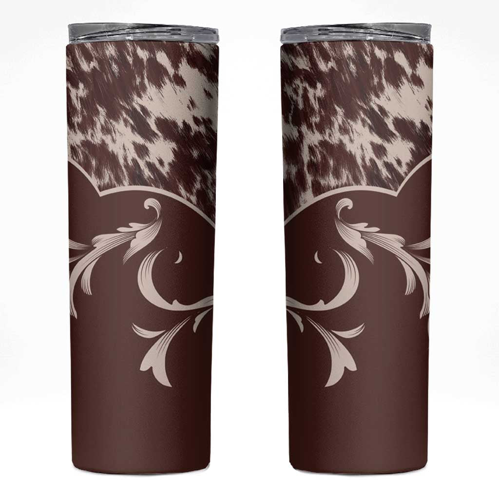 Cowboys Wild West Skinny Tumbler Dark Brown Cow Prints - Wonder Print Shop