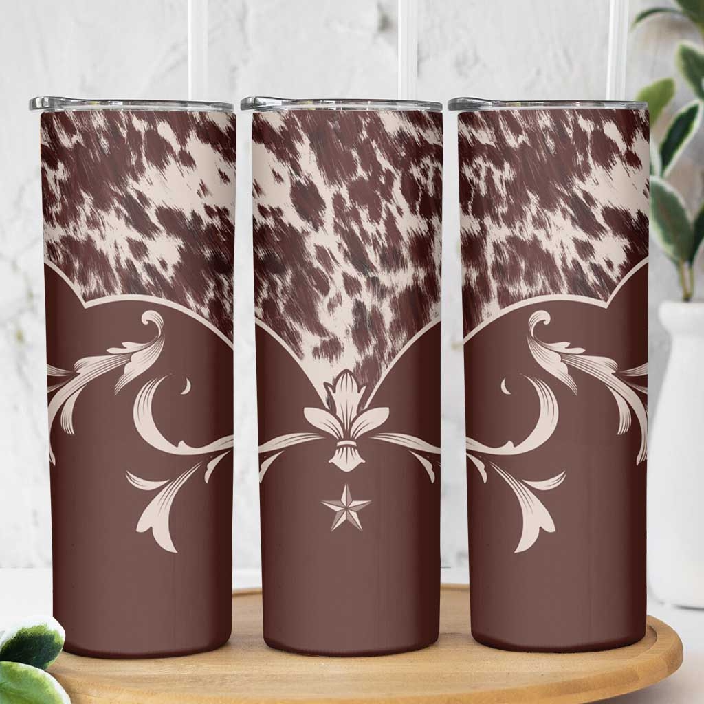 Cowboys Wild West Skinny Tumbler Dark Brown Cow Prints - Wonder Print Shop