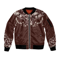 Cowboys Wild West Sleeve Zip Bomber Jacket Dark Brown Cow Prints - Wonder Print Shop