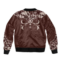 Cowboys Wild West Sleeve Zip Bomber Jacket Dark Brown Cow Prints - Wonder Print Shop