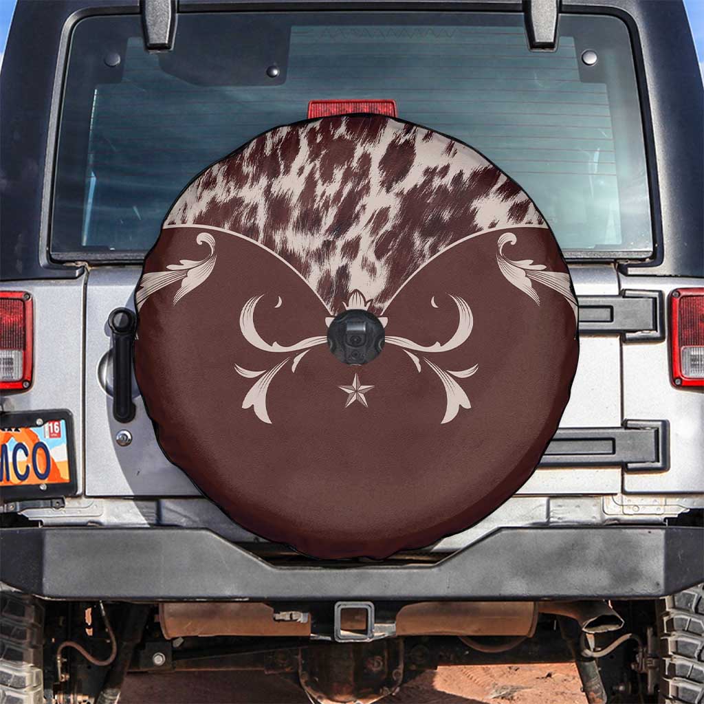 Cowboys Wild West Spare Tire Cover Dark Brown Cow Prints - Wonder Print Shop