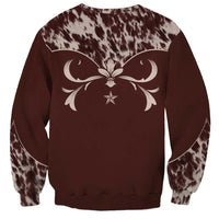 Cowboys Wild West Sweatshirt Dark Brown Cow Prints - Wonder Print Shop