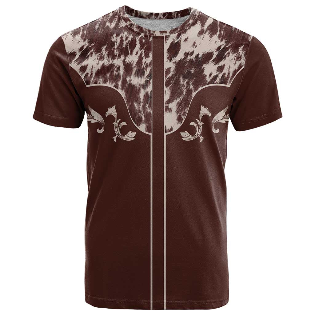Cowboys Wild West T Shirt Dark Brown Cow Prints - Wonder Print Shop