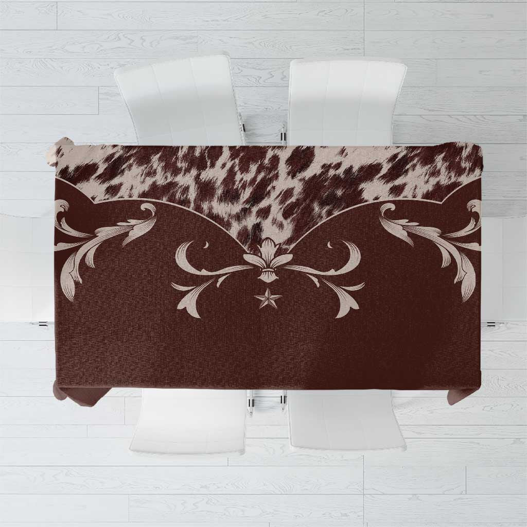 Cowboys Wild West Tablecloth Dark Brown Cow Prints - Wonder Print Shop