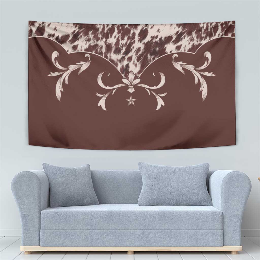 Cowboys Wild West Tapestry Dark Brown Cow Prints - Wonder Print Shop