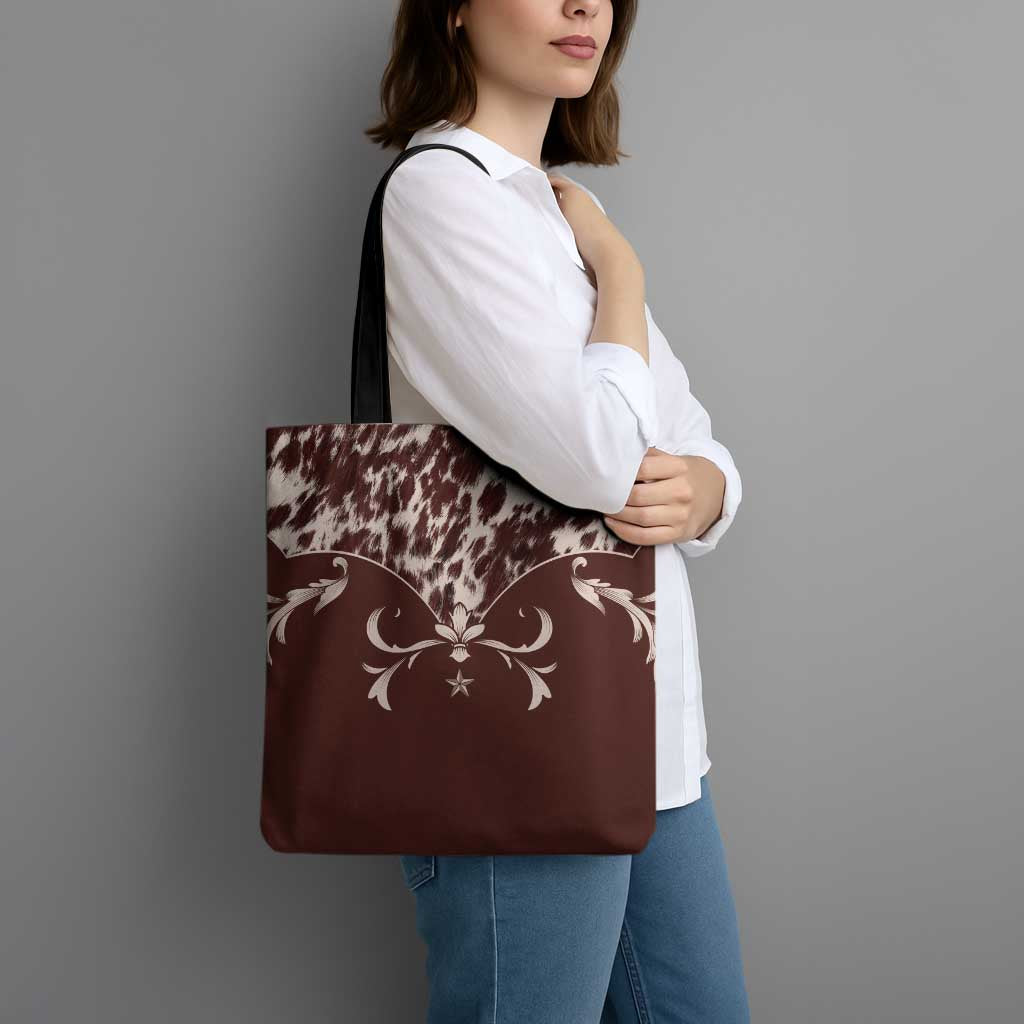 Cowboys Wild West Tote Bag Dark Brown Cow Prints - Wonder Print Shop