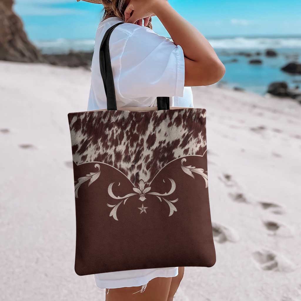 Cowboys Wild West Tote Bag Dark Brown Cow Prints - Wonder Print Shop