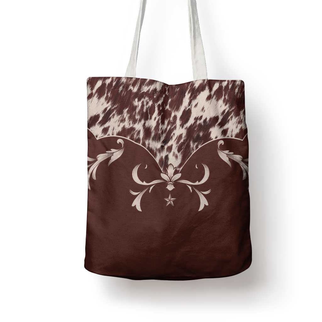 Cowboys Wild West Tote Bag Dark Brown Cow Prints - Wonder Print Shop