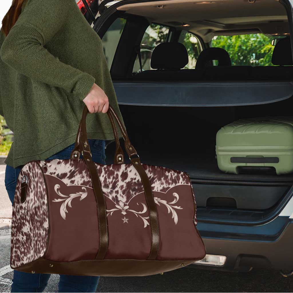 Cowboys Wild West Travel Bag Dark Brown Cow Prints - Wonder Print Shop