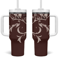 Cowboys Wild West Tumbler With Handle Dark Brown Cow Prints - Wonder Print Shop