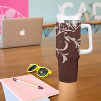 Cowboys Wild West Tumbler With Handle Dark Brown Cow Prints - Wonder Print Shop