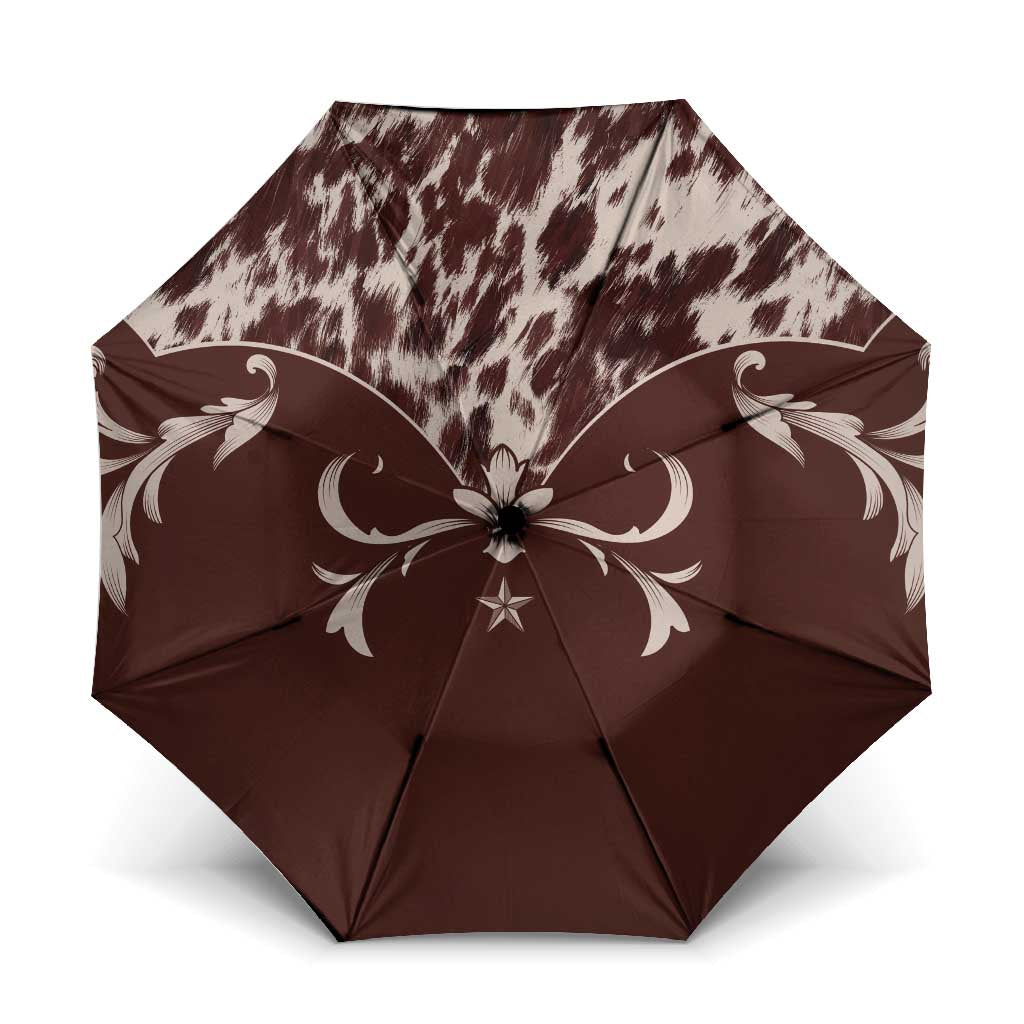 Cowboys Wild West Umbrella Dark Brown Cow Prints - Wonder Print Shop