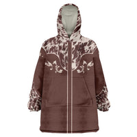 Cowboys Wild West Wearable Blanket Hoodie Dark Brown Cow Prints - Wonder Print Shop