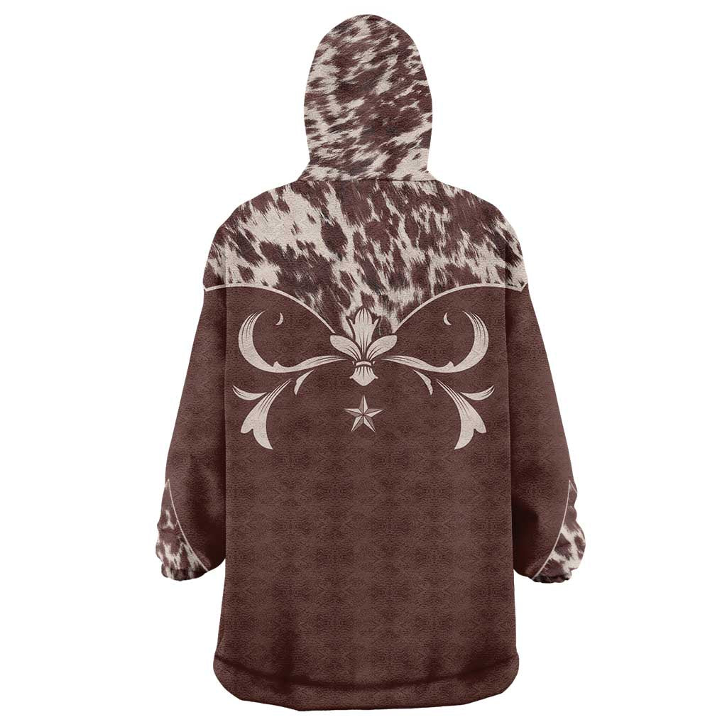Cowboys Wild West Wearable Blanket Hoodie Dark Brown Cow Prints - Wonder Print Shop
