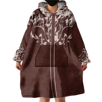 Cowboys Wild West Wearable Blanket Hoodie Dark Brown Cow Prints - Wonder Print Shop
