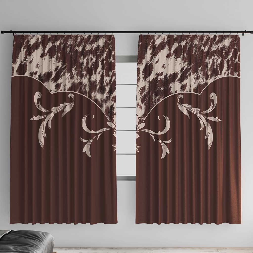 Cowboys Wild West Window Curtain Dark Brown Cow Prints - Wonder Print Shop