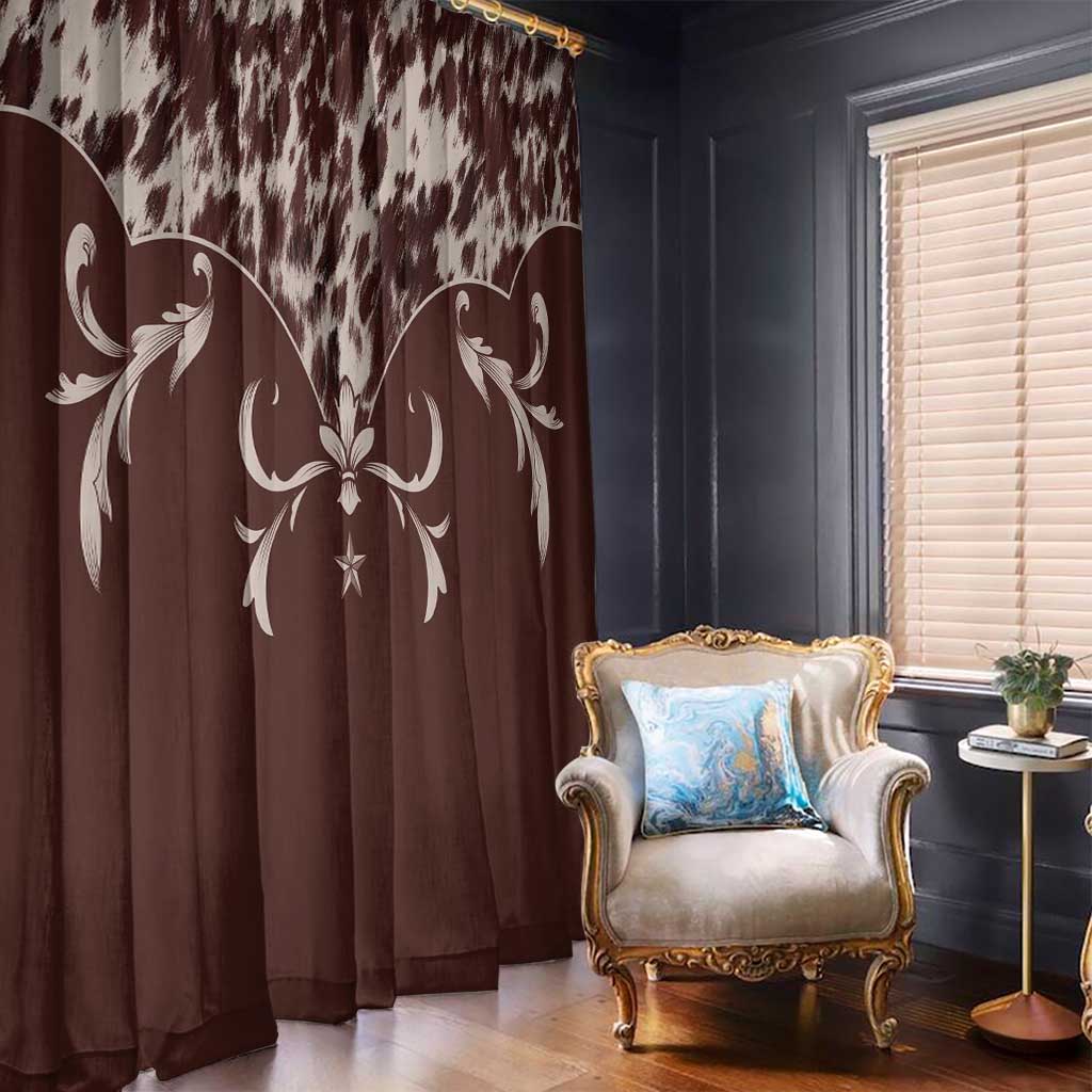 Cowboys Wild West Window Curtain Dark Brown Cow Prints - Wonder Print Shop