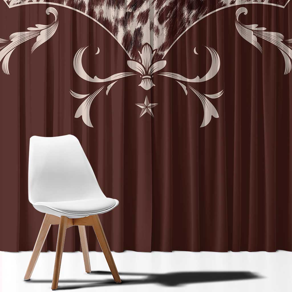 Cowboys Wild West Window Curtain Dark Brown Cow Prints - Wonder Print Shop