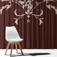 Cowboys Wild West Window Curtain Dark Brown Cow Prints - Wonder Print Shop