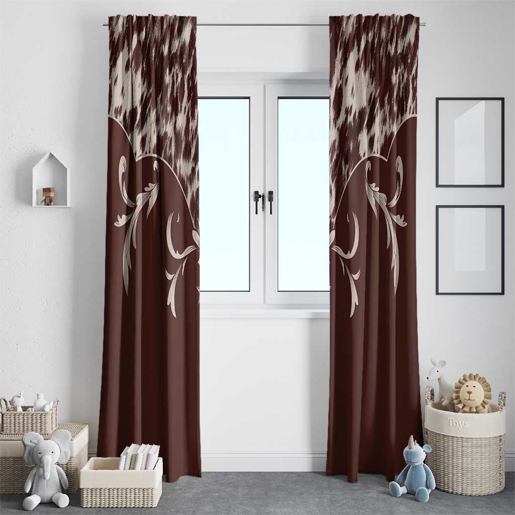Cowboys Wild West Window Curtain Dark Brown Cow Prints - Wonder Print Shop