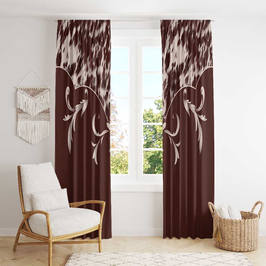 Cowboys Wild West Window Curtain Dark Brown Cow Prints - Wonder Print Shop