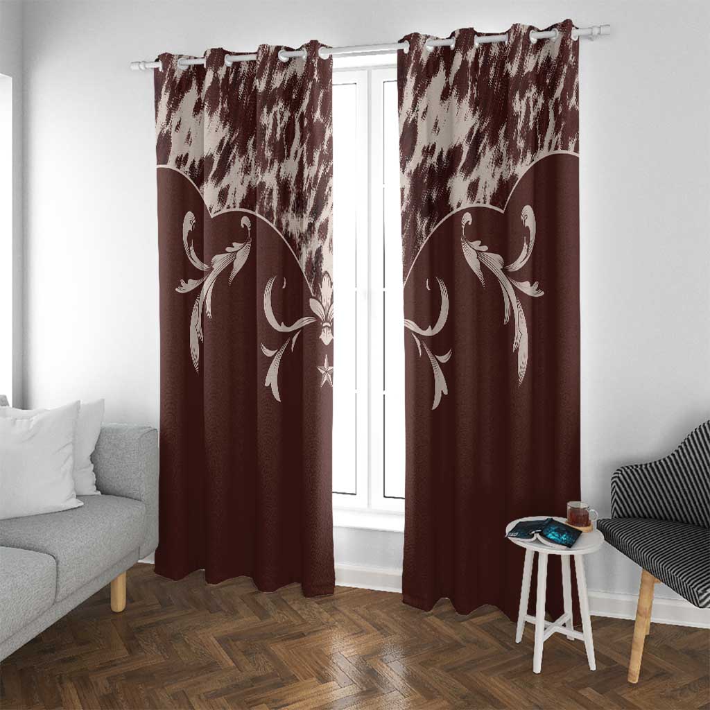 Cowboys Wild West Window Curtain Dark Brown Cow Prints - Wonder Print Shop