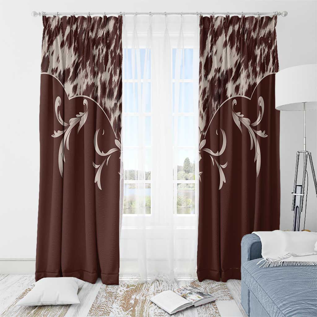 Cowboys Wild West Window Curtain Dark Brown Cow Prints - Wonder Print Shop