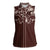 Cowboys Wild West Women Sleeveless Polo Shirt Dark Brown Cow Prints - Wonder Print Shop