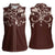 Cowboys Wild West Women Sleeveless Polo Shirt Dark Brown Cow Prints - Wonder Print Shop