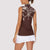 Cowboys Wild West Women Sleeveless Polo Shirt Dark Brown Cow Prints - Wonder Print Shop