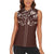 Cowboys Wild West Women Sleeveless Polo Shirt Dark Brown Cow Prints - Wonder Print Shop