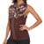 Cowboys Wild West Women Sleeveless Polo Shirt Dark Brown Cow Prints - Wonder Print Shop